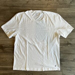 Nautica Men’s Short Sleeve Cotton Crewneck T-Shirt White Navy Blue Logo XXL